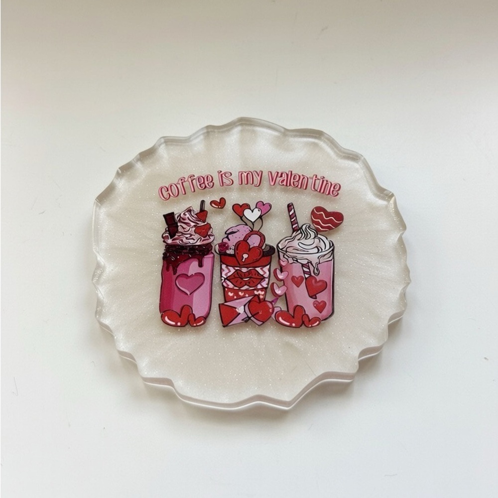 Handmade Resin Coaster – “Coffee Is My Valentine